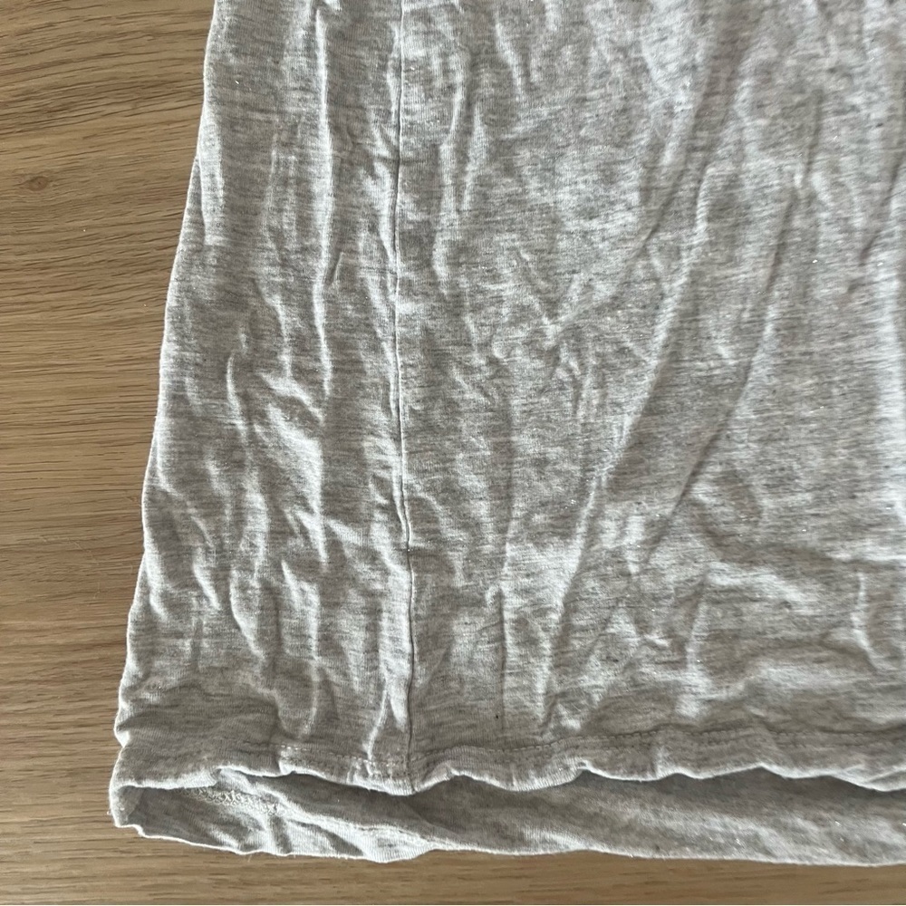 ** All Saints Tshirt Gray glitter roll sleeve Size 6 EU 38 - Picture 2 of 9